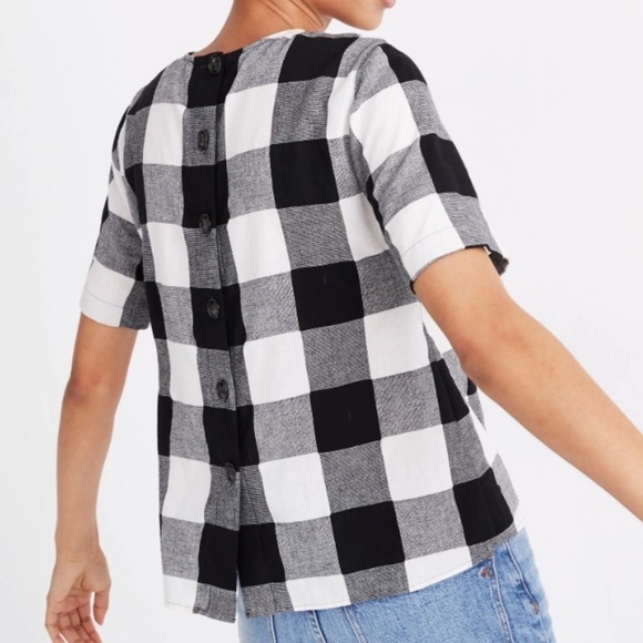 Madewell Boxy Button Back Top in Gingham Check sz XS - Picture 10 of 11